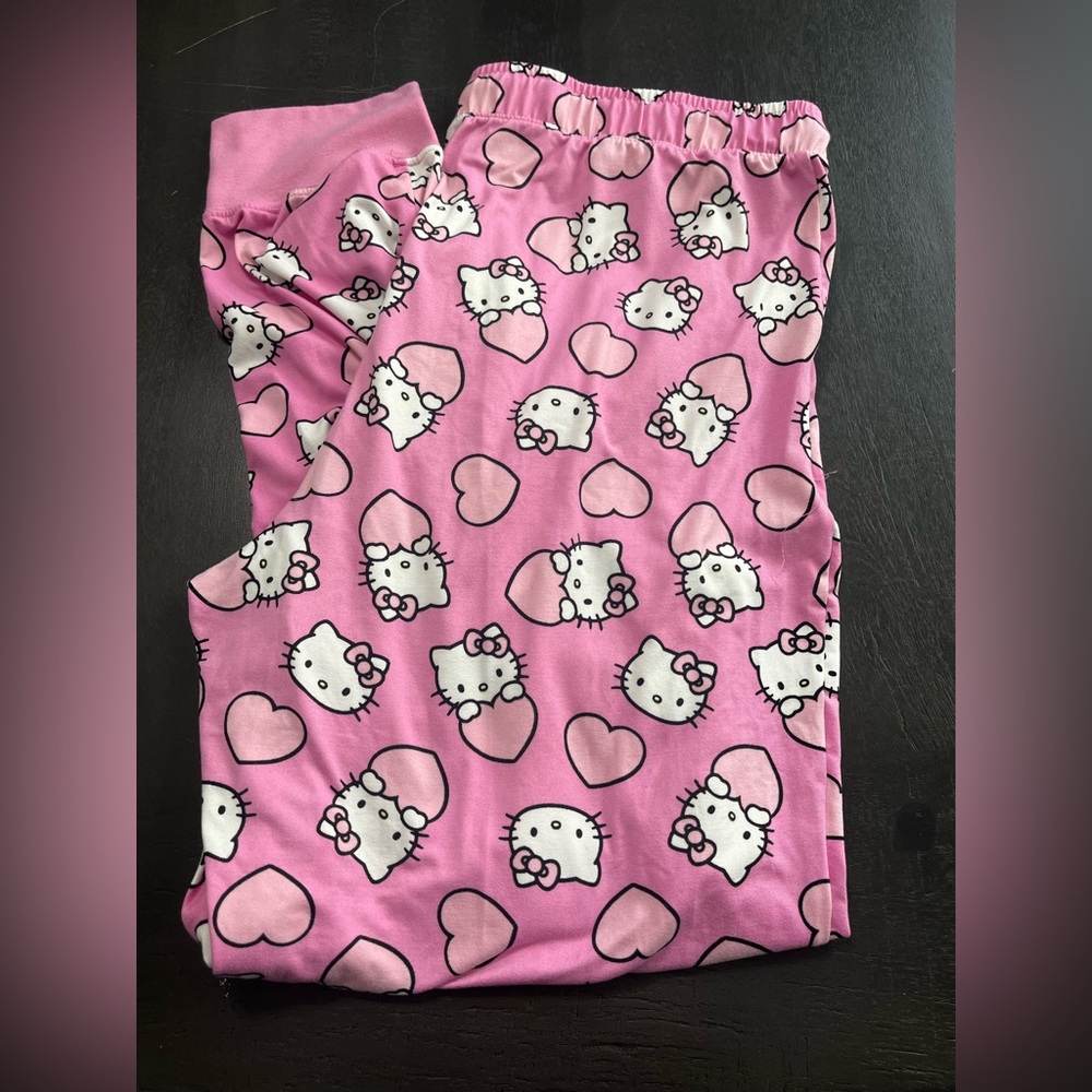 Hello Kitty‎ Pink Women's Pajama Pants Hearts Drawstring Comfy Cute Soft Medium - Picture 8 of 8